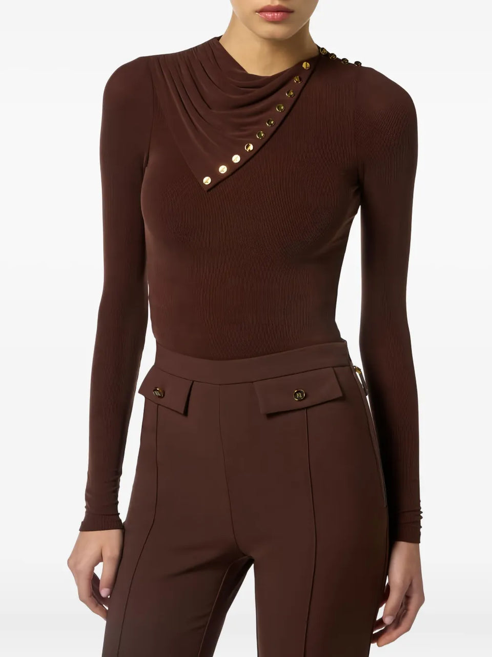 draped button cupro top