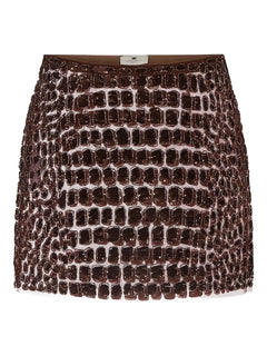 crocodile-effect embroidered mini skirt