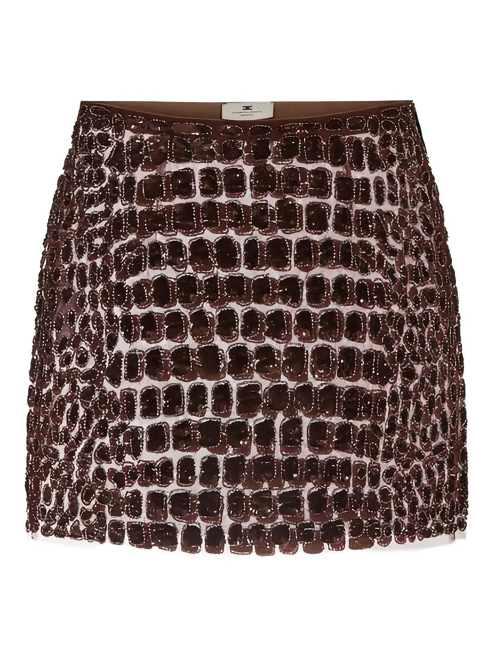 crocodile-effect embroidered mini skirt
