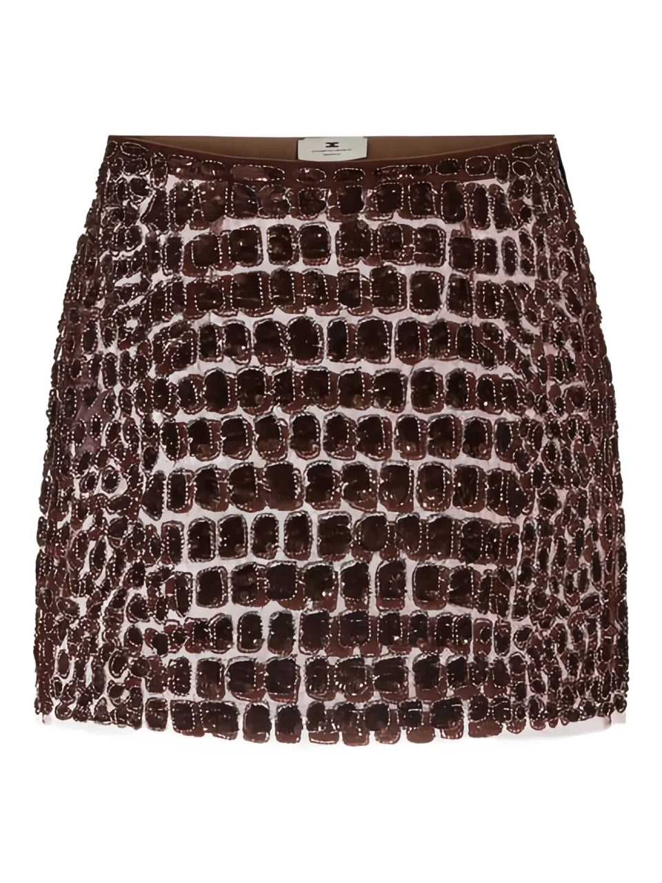 crocodile-effect embroidered mini skirt