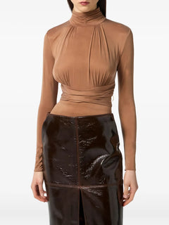 draped ribbon-detail bodysuit