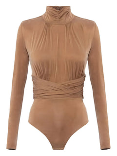 draped ribbon-detail bodysuit