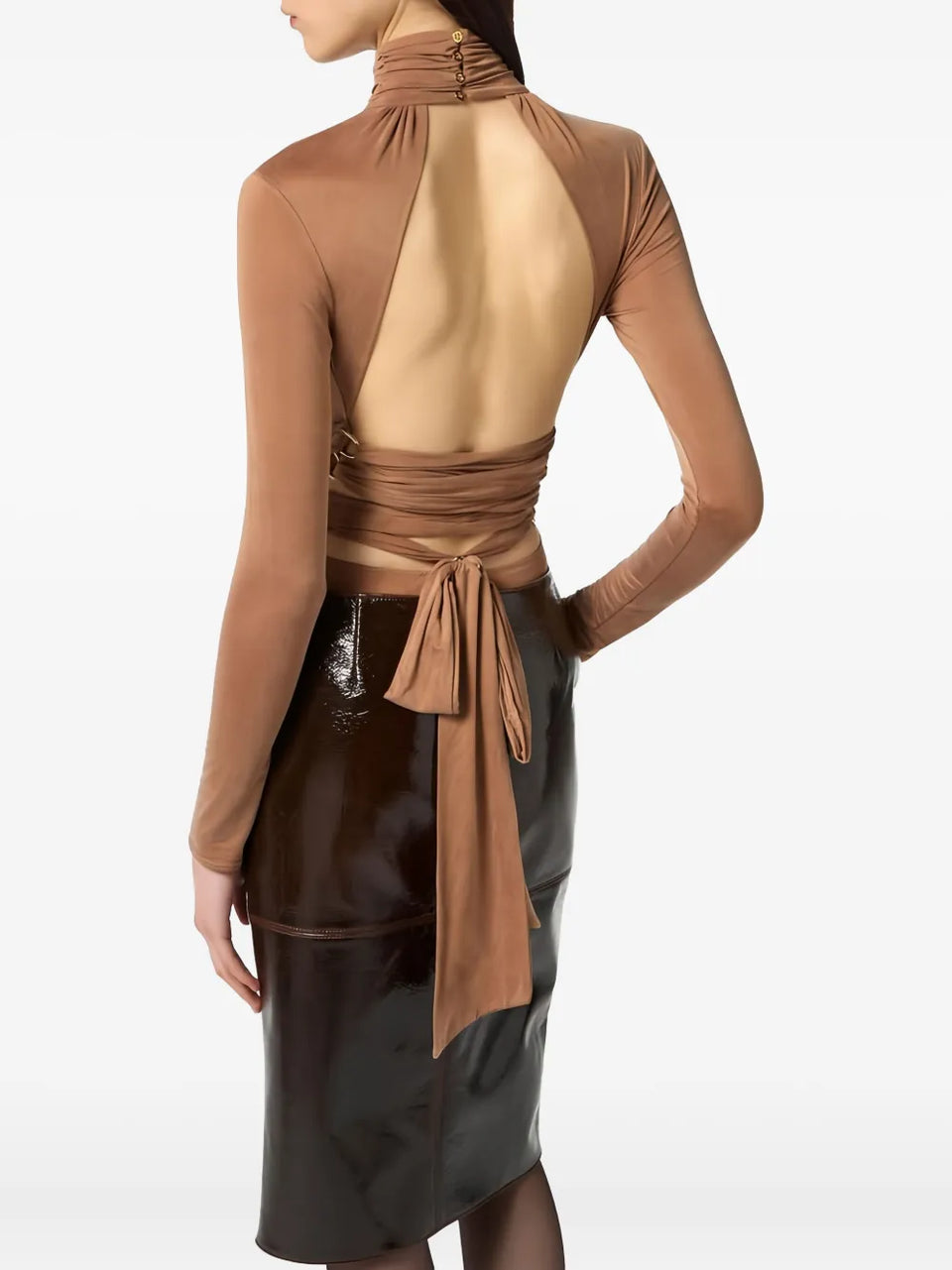 draped ribbon-detail bodysuit