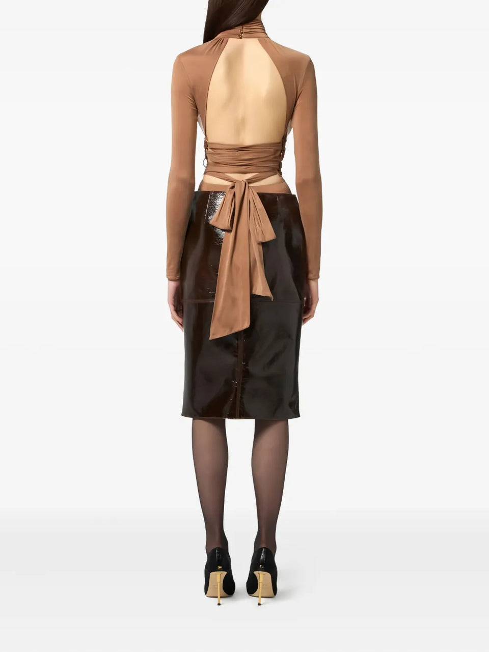 draped ribbon-detail bodysuit