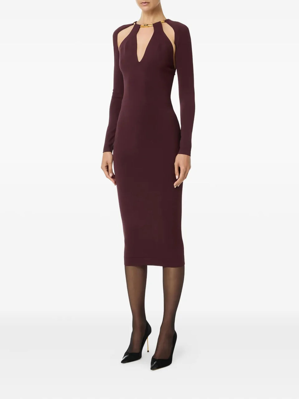 jewel-snake midi knit dress