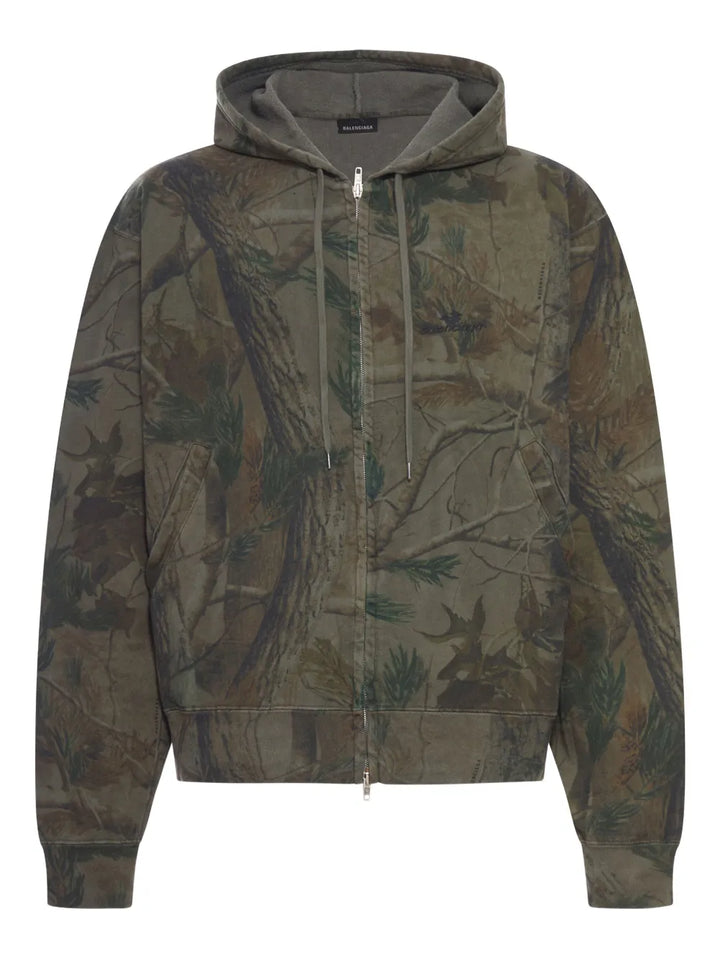 A13 zipped camouflage Hoodie