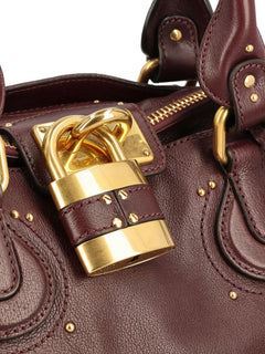 padlock leather tote bag