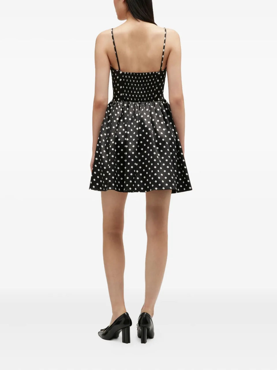 polka-dot bow mini dress