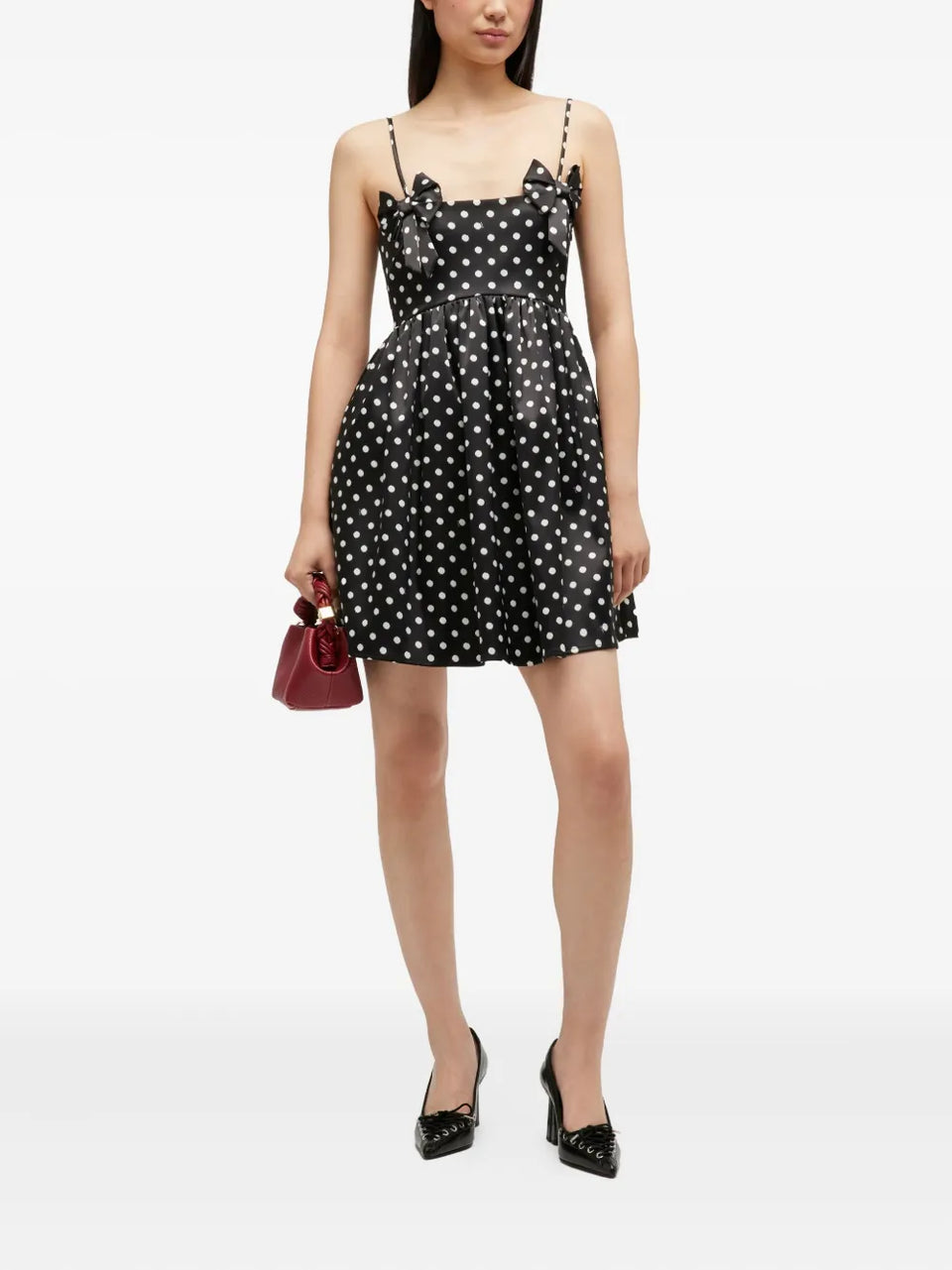 polka-dot bow mini dress