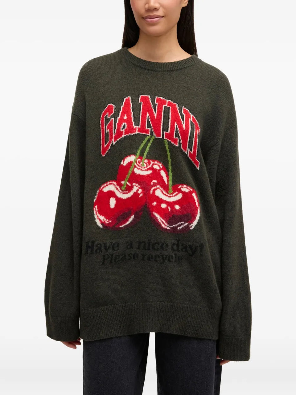 cherry-print graphic sweater