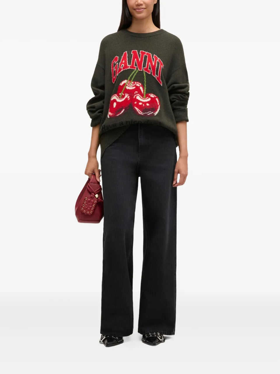 cherry-print graphic sweater