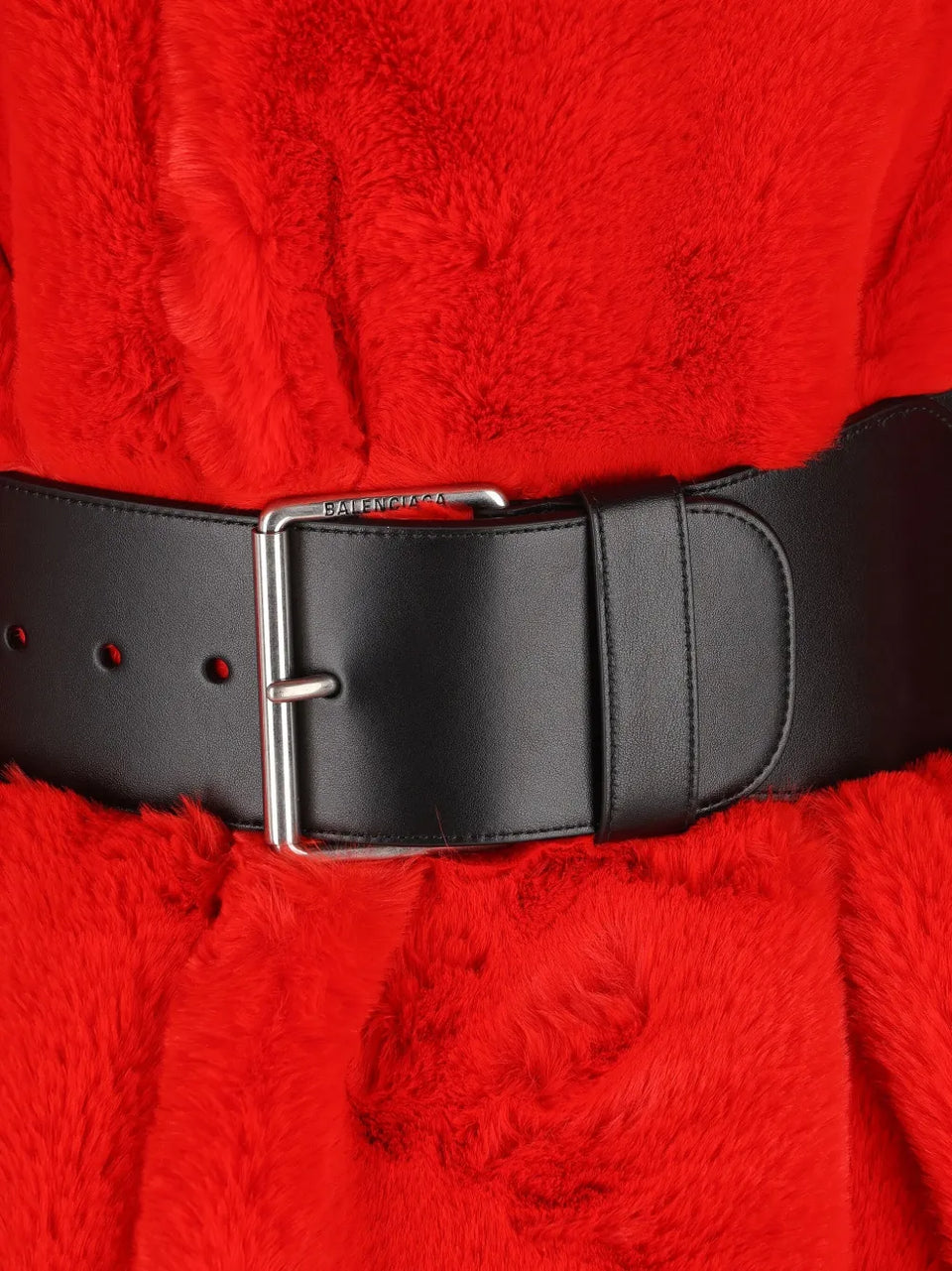belted faux fur jacket
