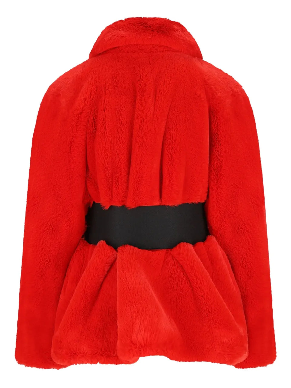 belted faux fur jacket