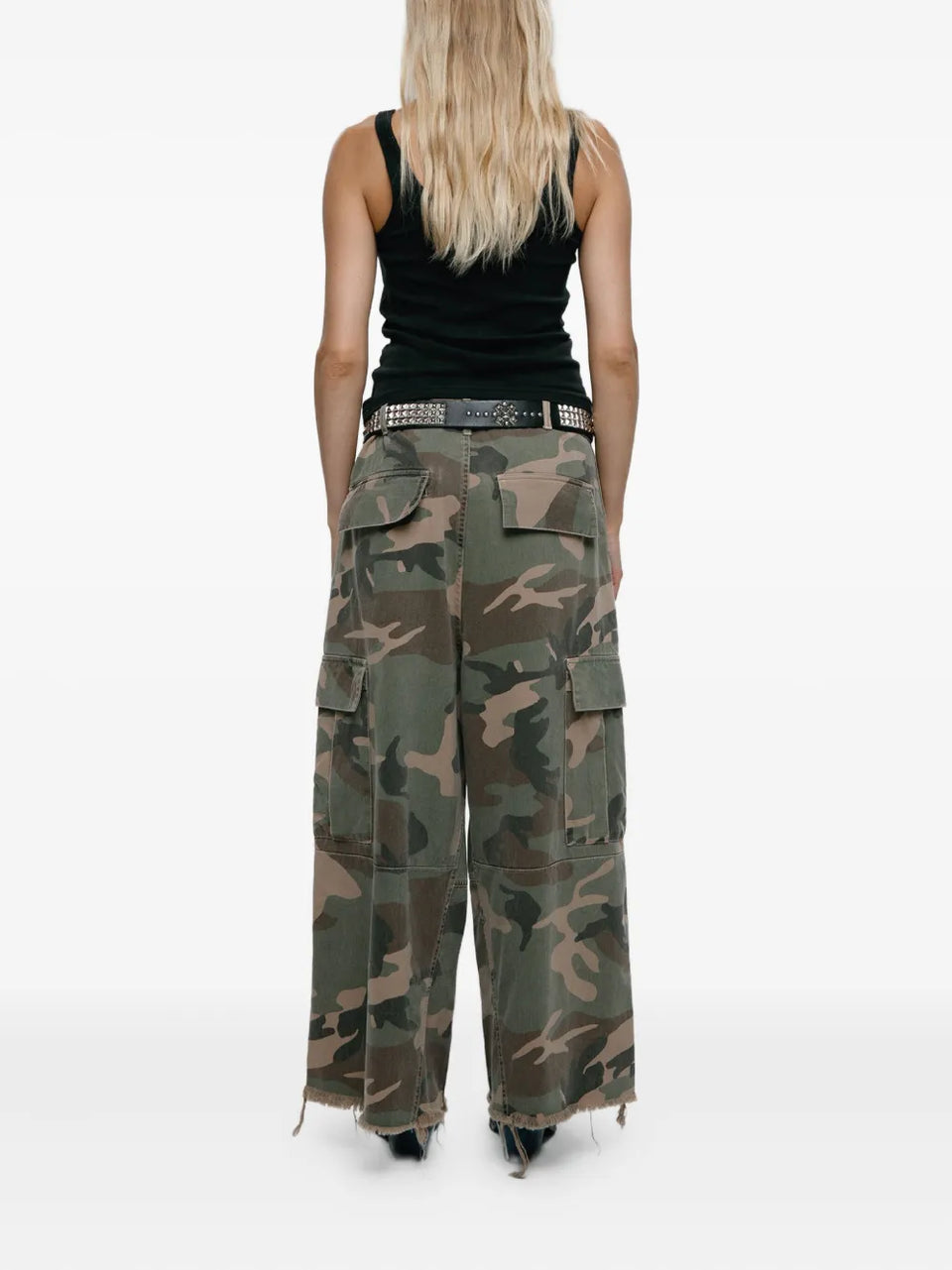 camouflage print trousers