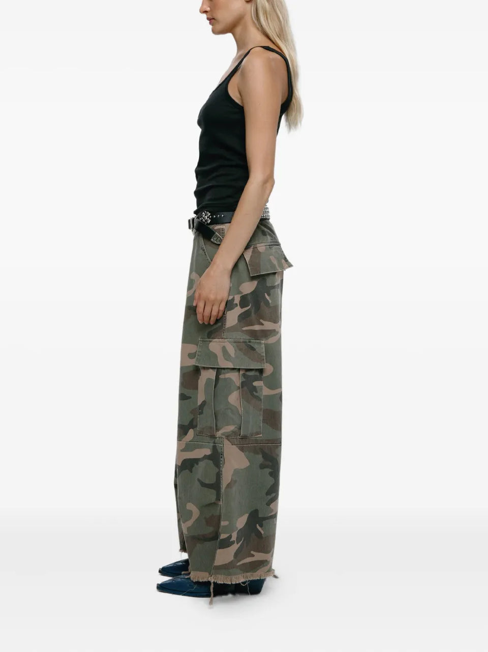 camouflage print trousers