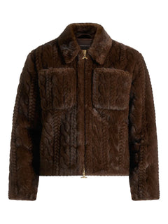 David cable-embossed brown jacket