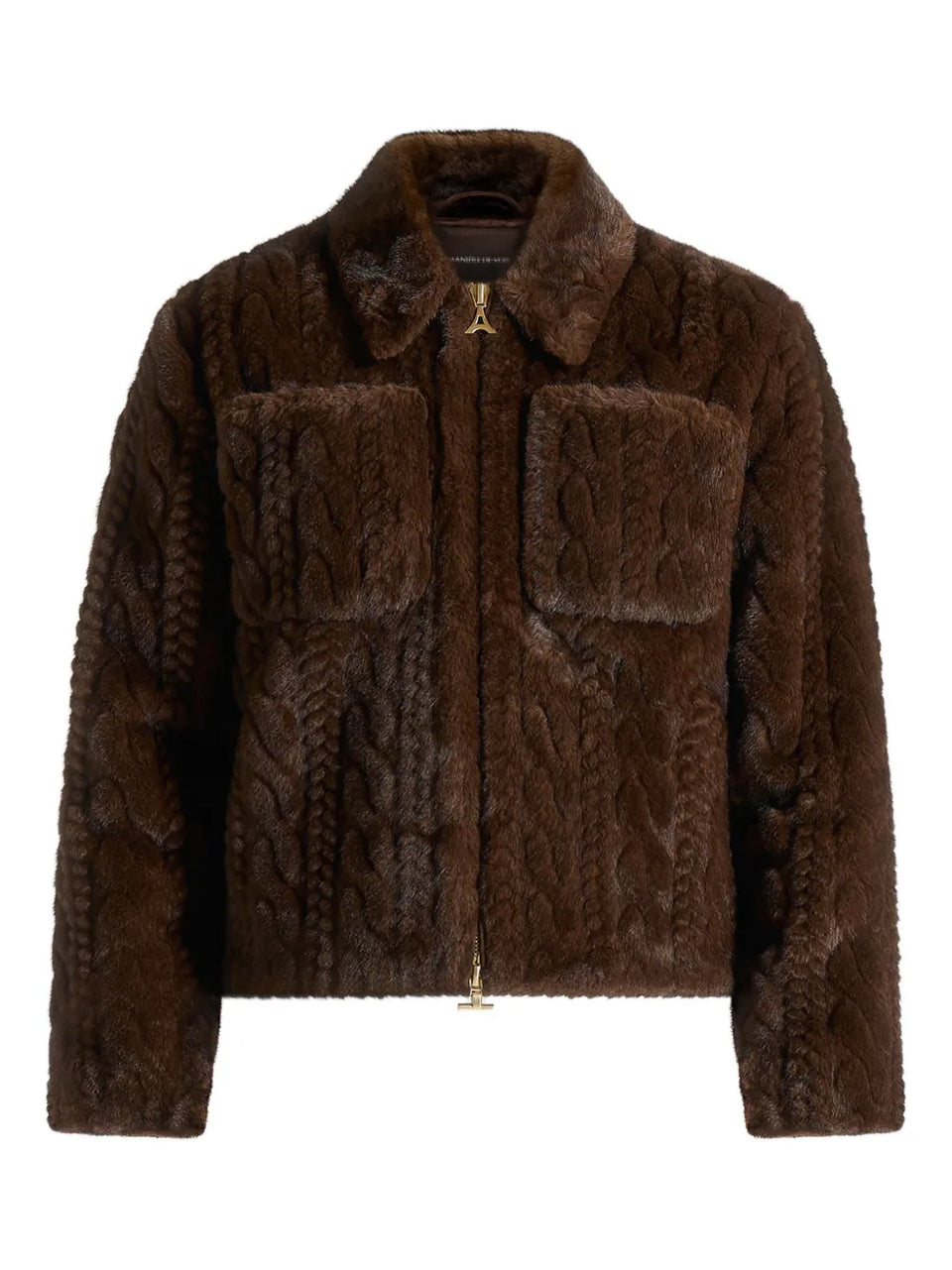 David cable-embossed brown jacket