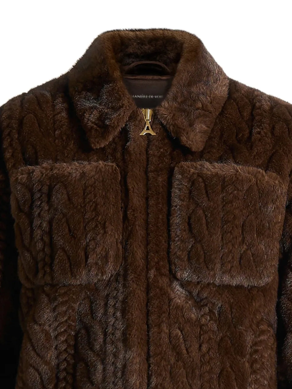 David cable-embossed brown jacket