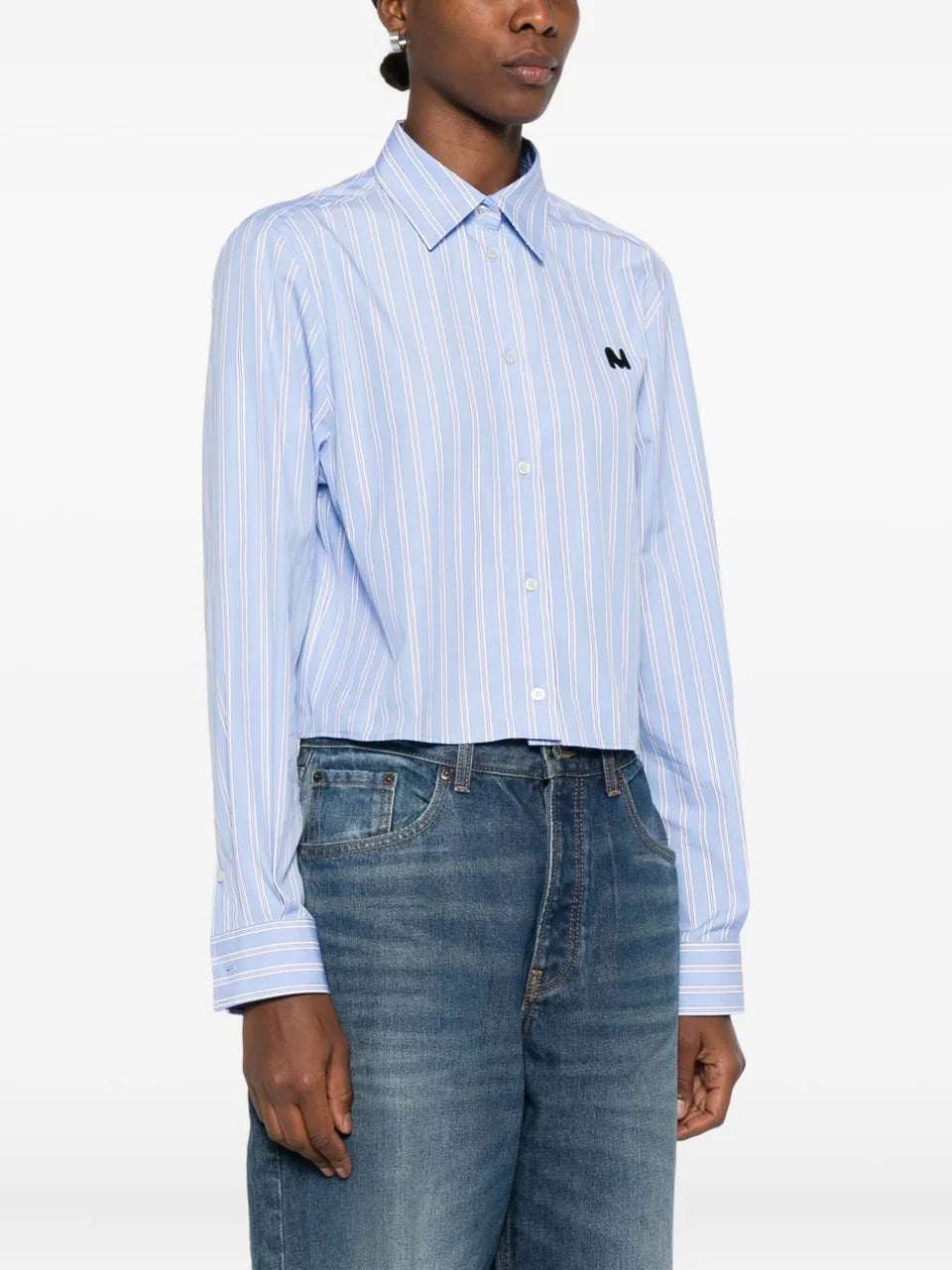 striped logo-embroidered shirt