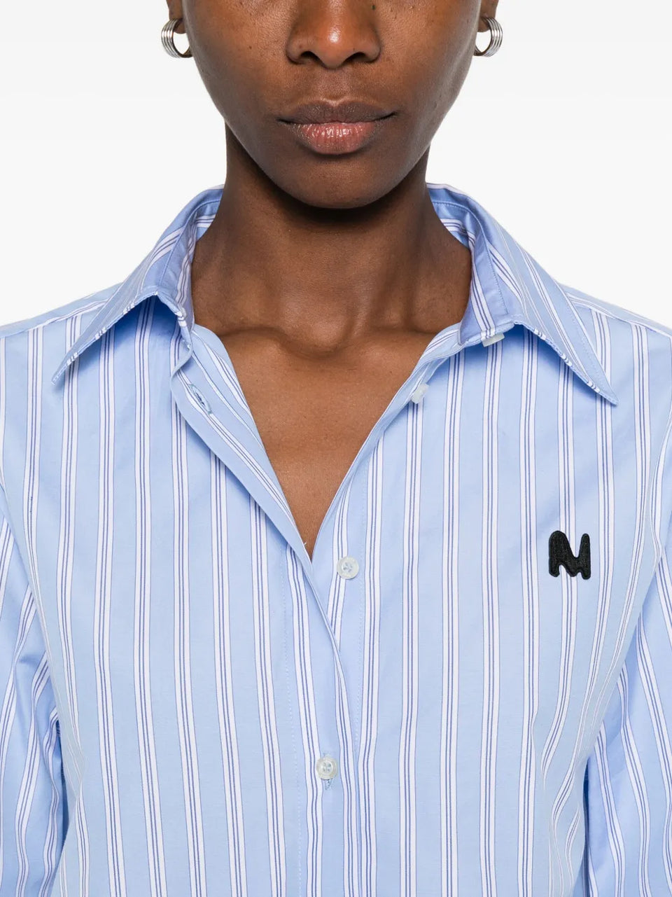 striped logo-embroidered shirt