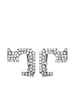 pavé logo clip-on earring
