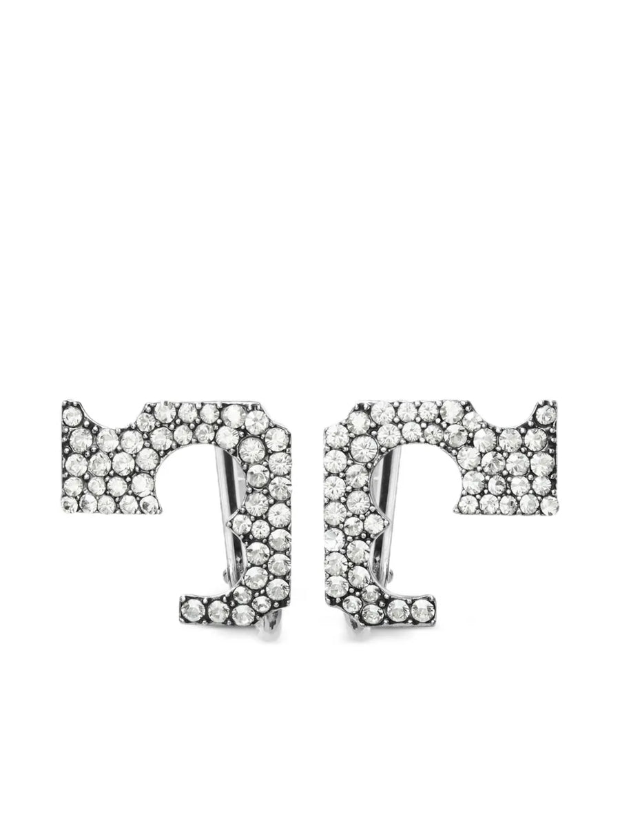 pavé logo clip-on earring