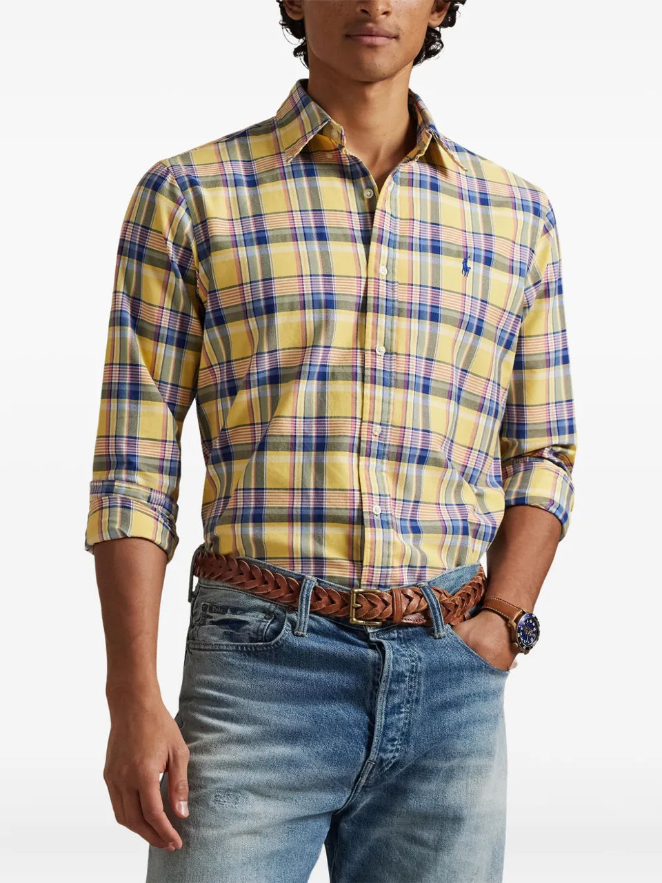 long-sleeve checked shirt
