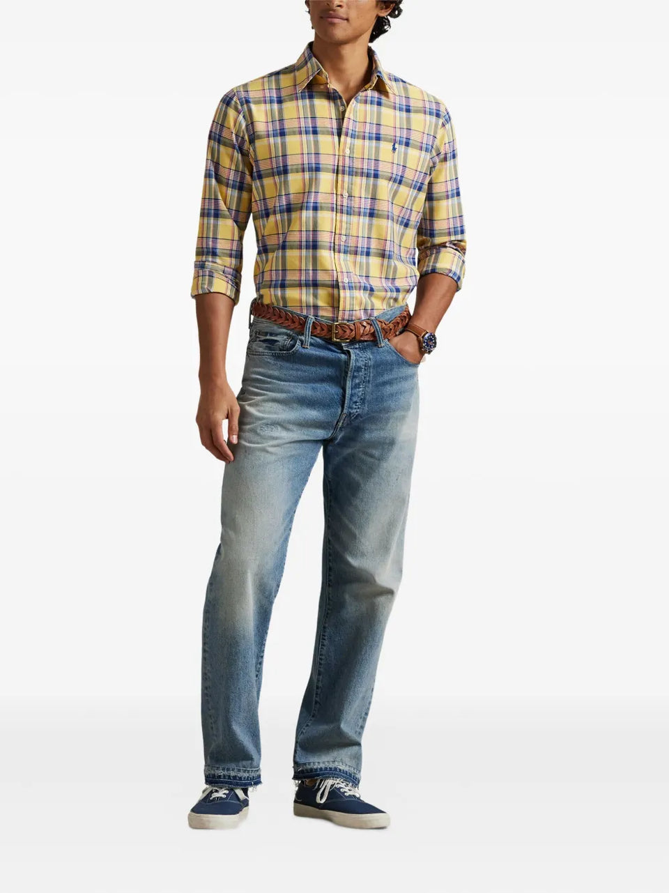 long-sleeve checked shirt