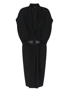 belted draped dress