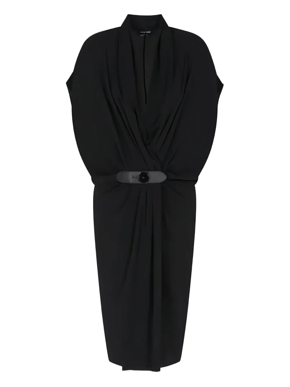 belted draped dress