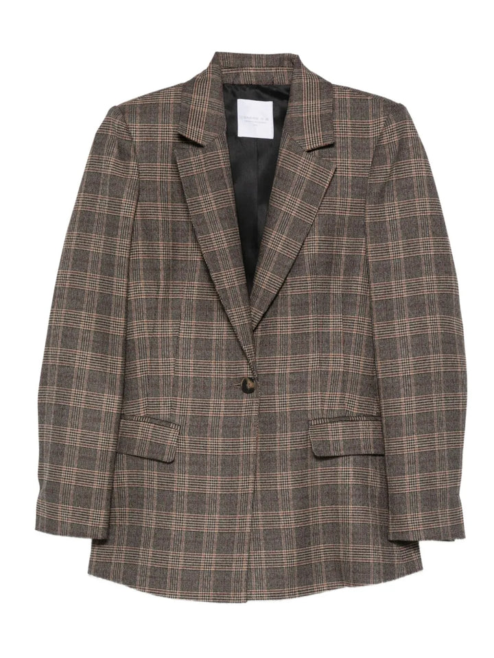 check-print blazer