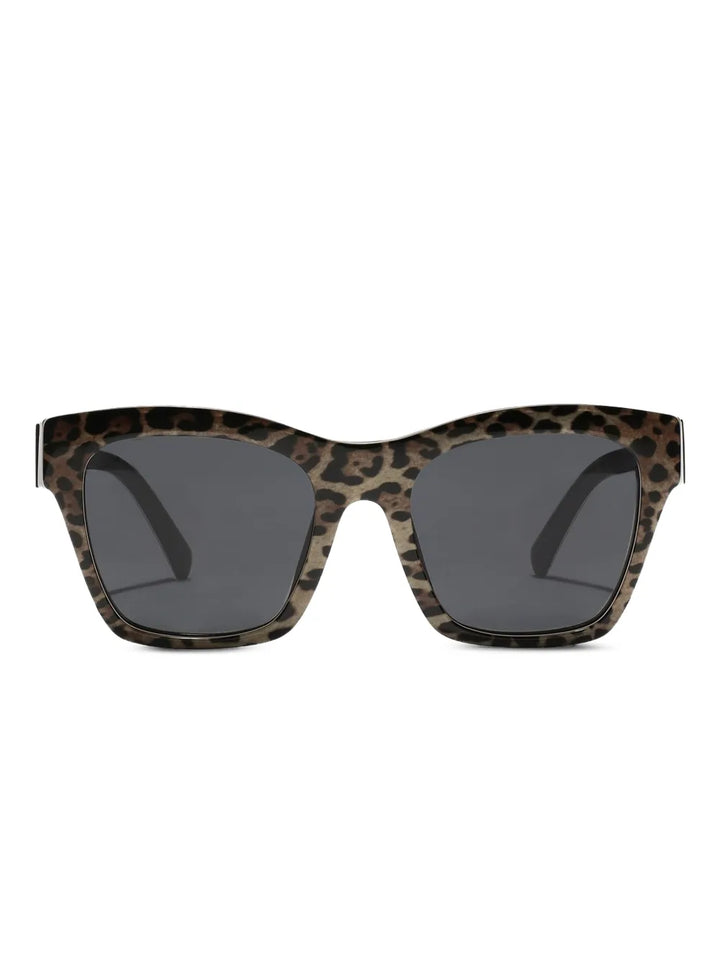leopard-motif squared-frame sunglasses