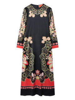 Clingy Swing placed long-sleeve maxi dress