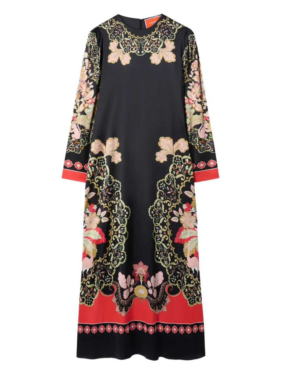 Clingy Swing placed long-sleeve maxi dress