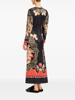 Clingy Swing placed long-sleeve maxi dress