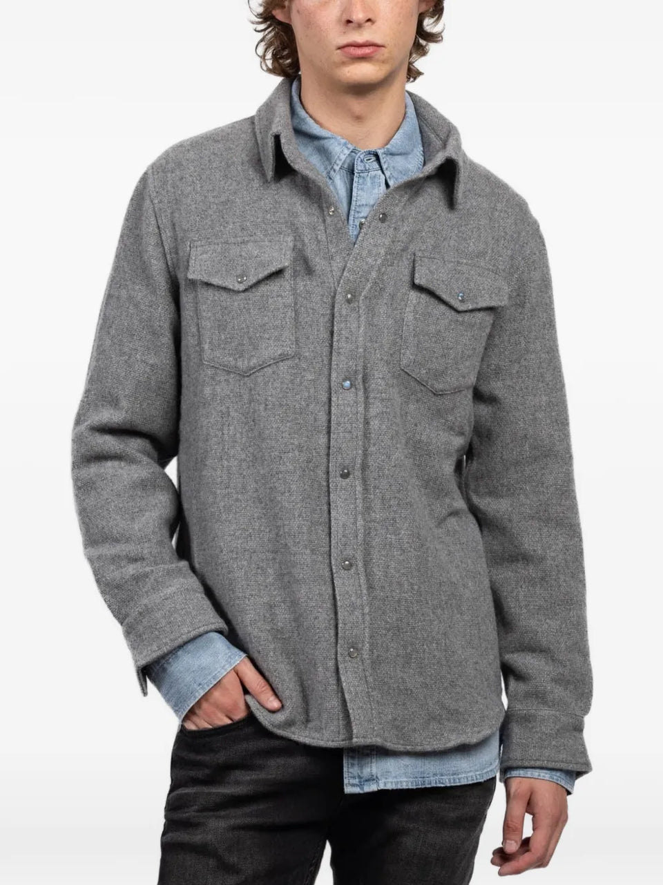 cashmere chest-pockets shirt