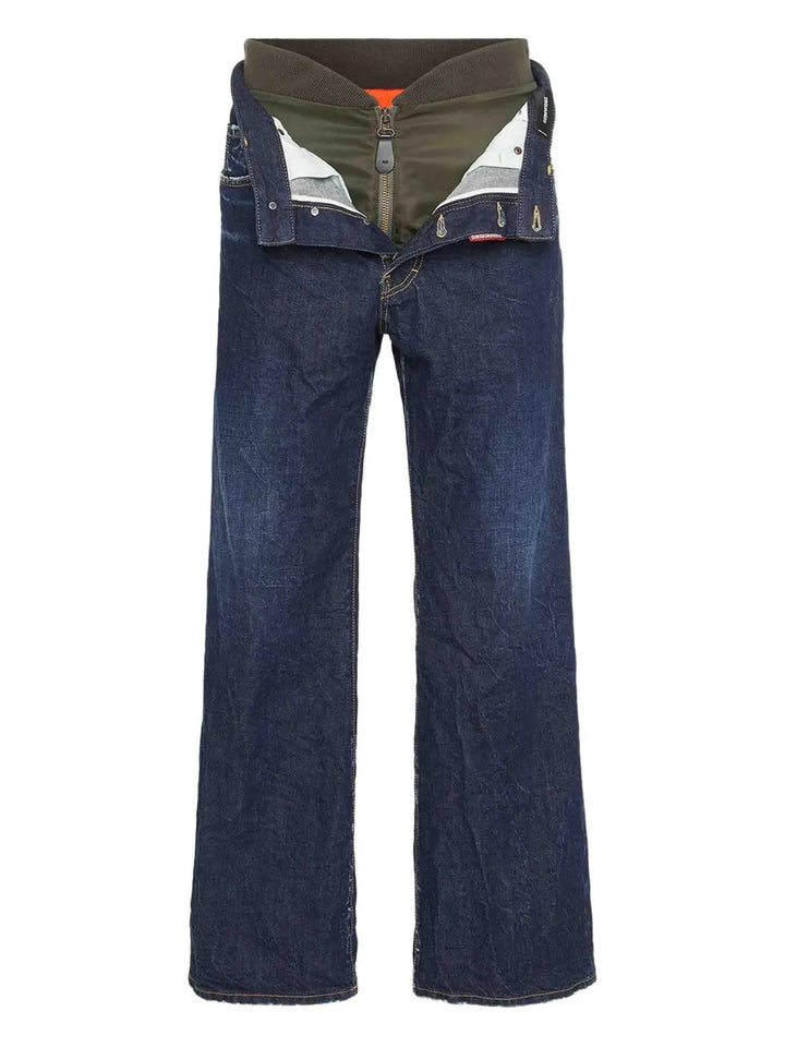button zip jeans