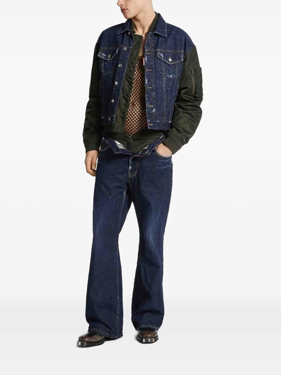 button zip jeans