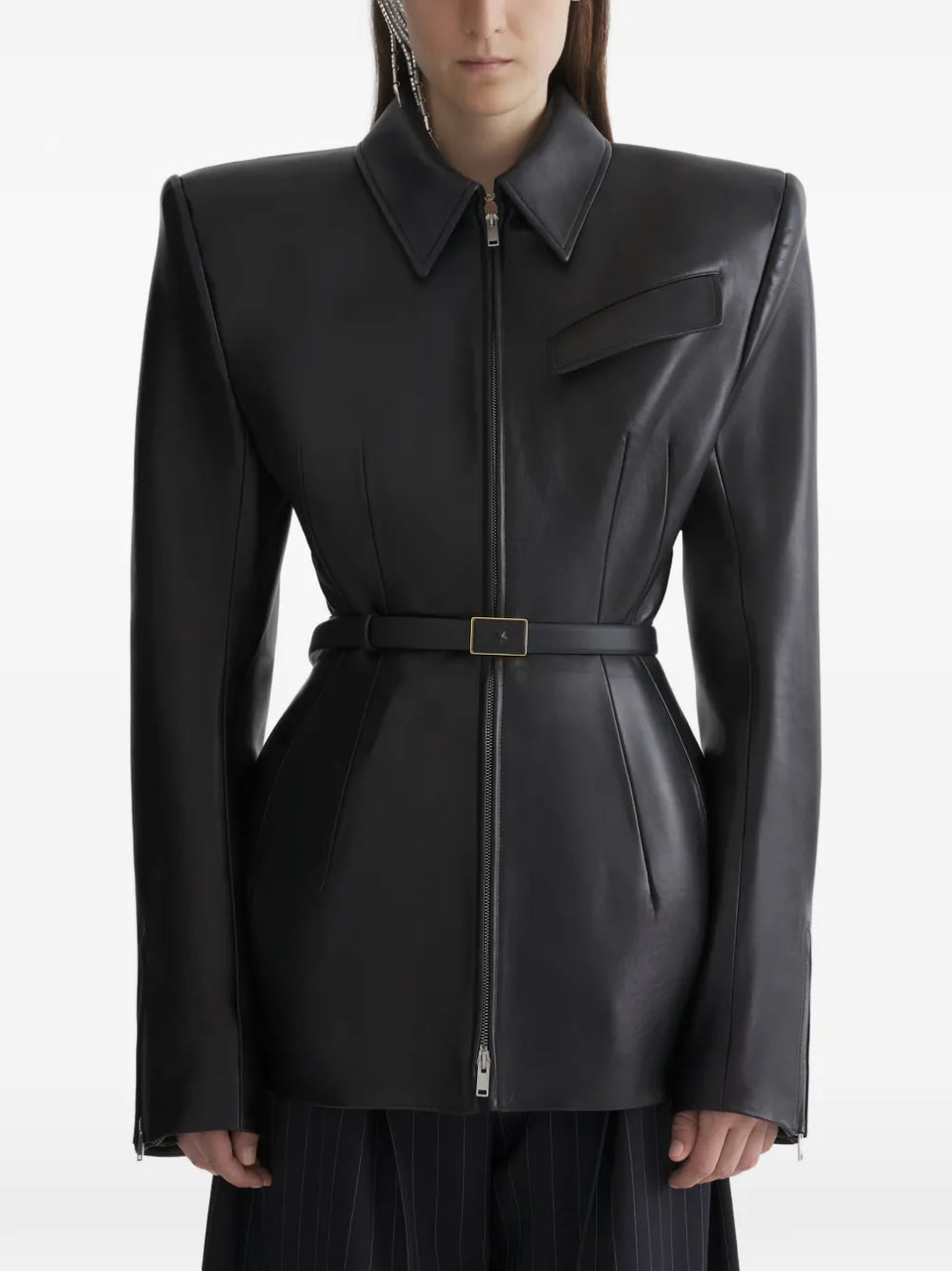 leather fitted jacket