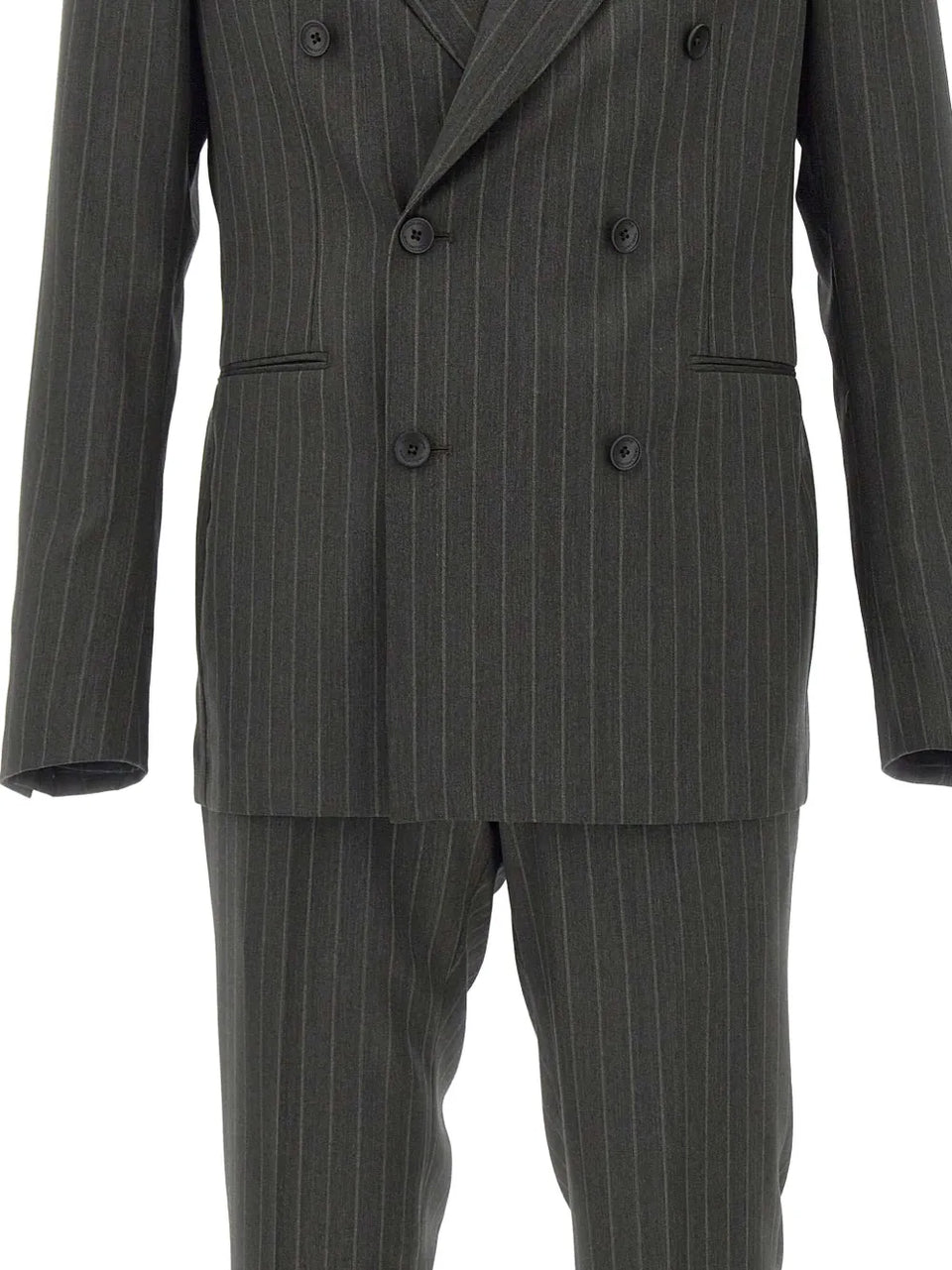 pinstriped double-breasted suit