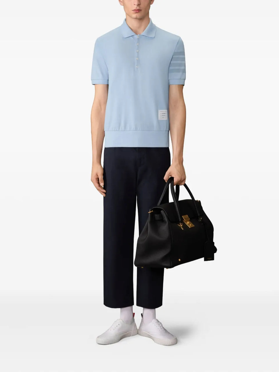 4-bar stripe-detail button-fastening polo shirt
