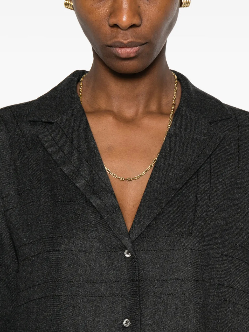 monogram-pattern flannel shirt