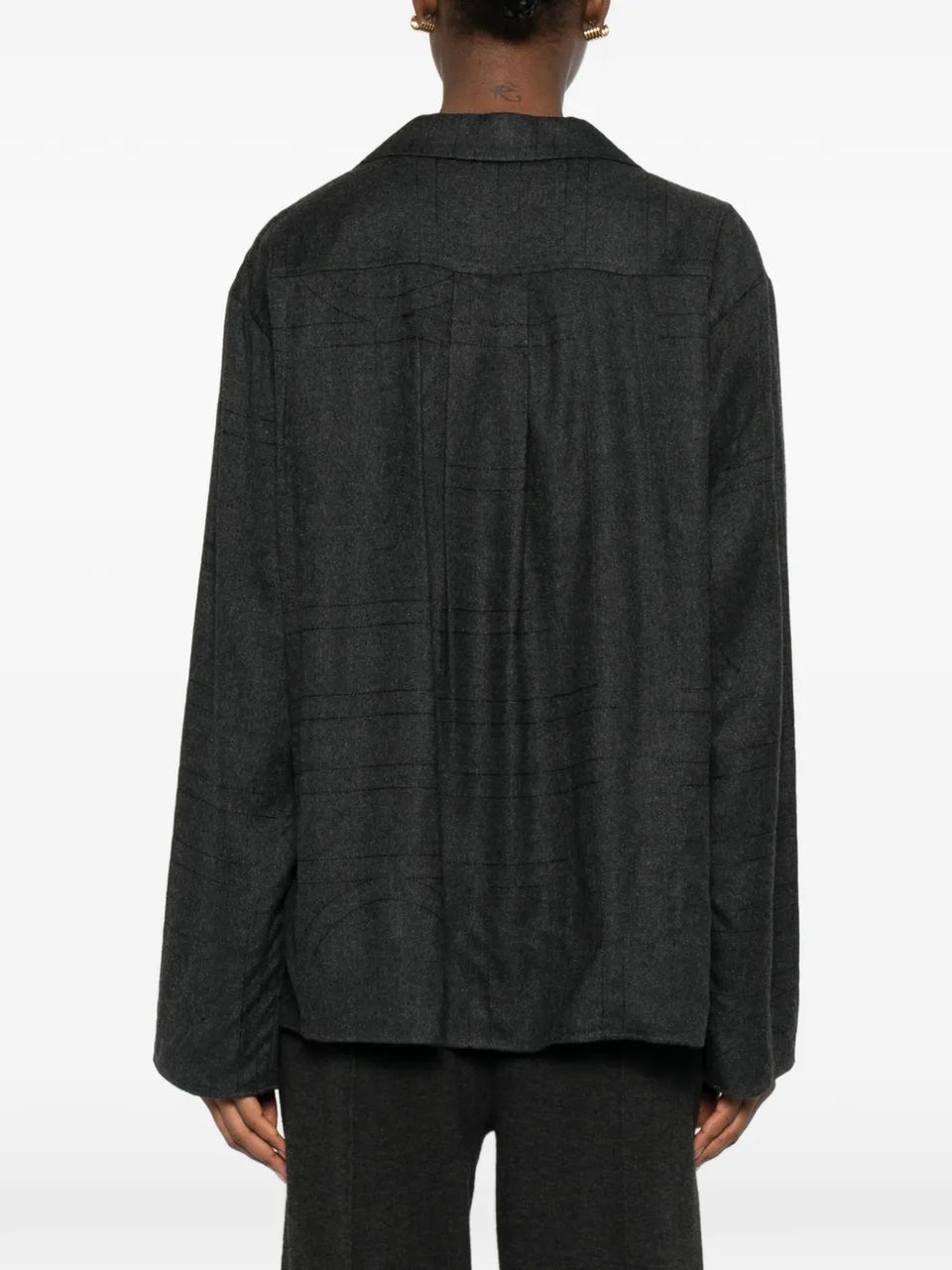 monogram-pattern flannel shirt