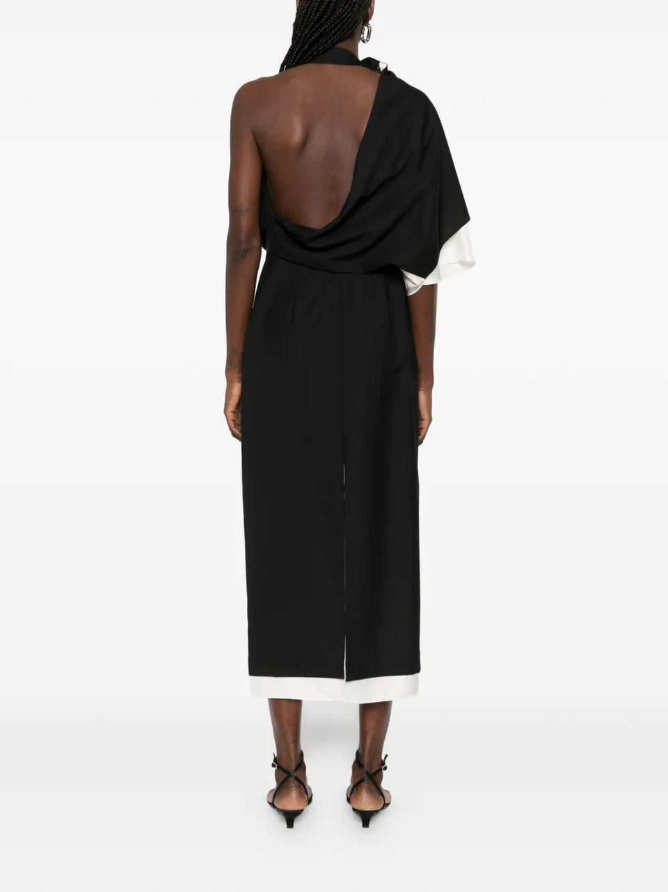 draped one-shoulder maxi dress