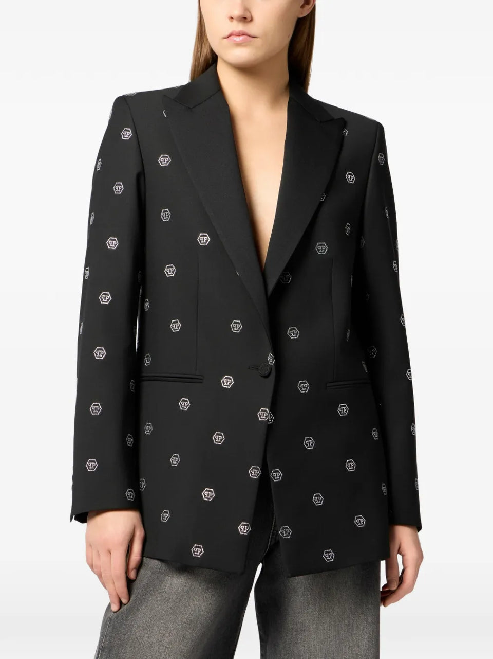 rhinestone-monogram blazer