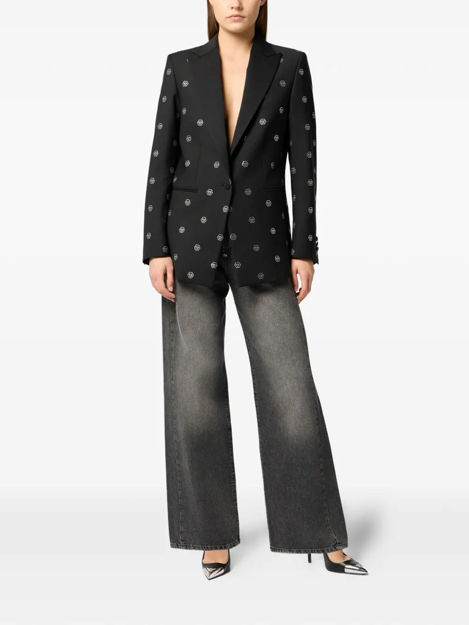 rhinestone-monogram blazer