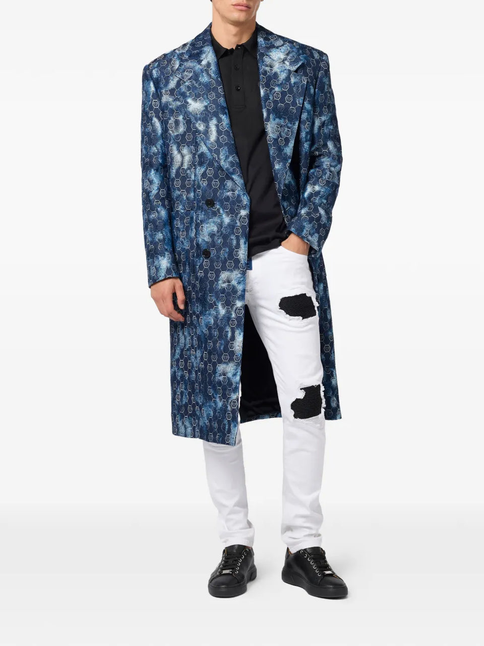jacquard double-breasted coat