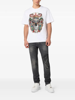 round-neck skull-graphic T-Shirt