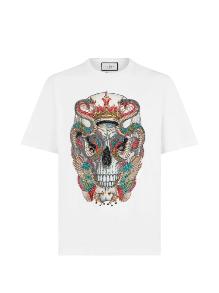 round-neck skull-graphic T-Shirt