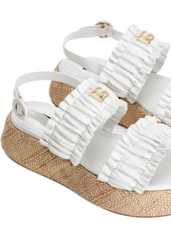 shirred-effect logo-plaque sandals